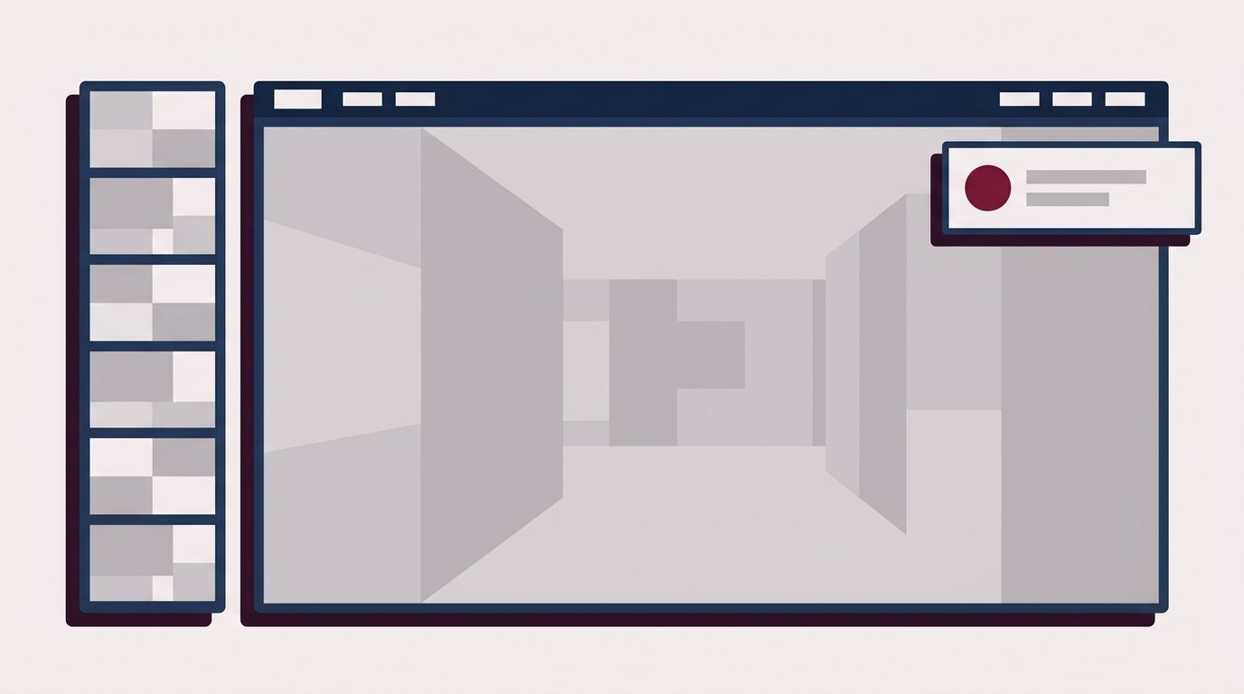 Maquette d'interface : vue en direct, vignettes de caméras et carte de notification