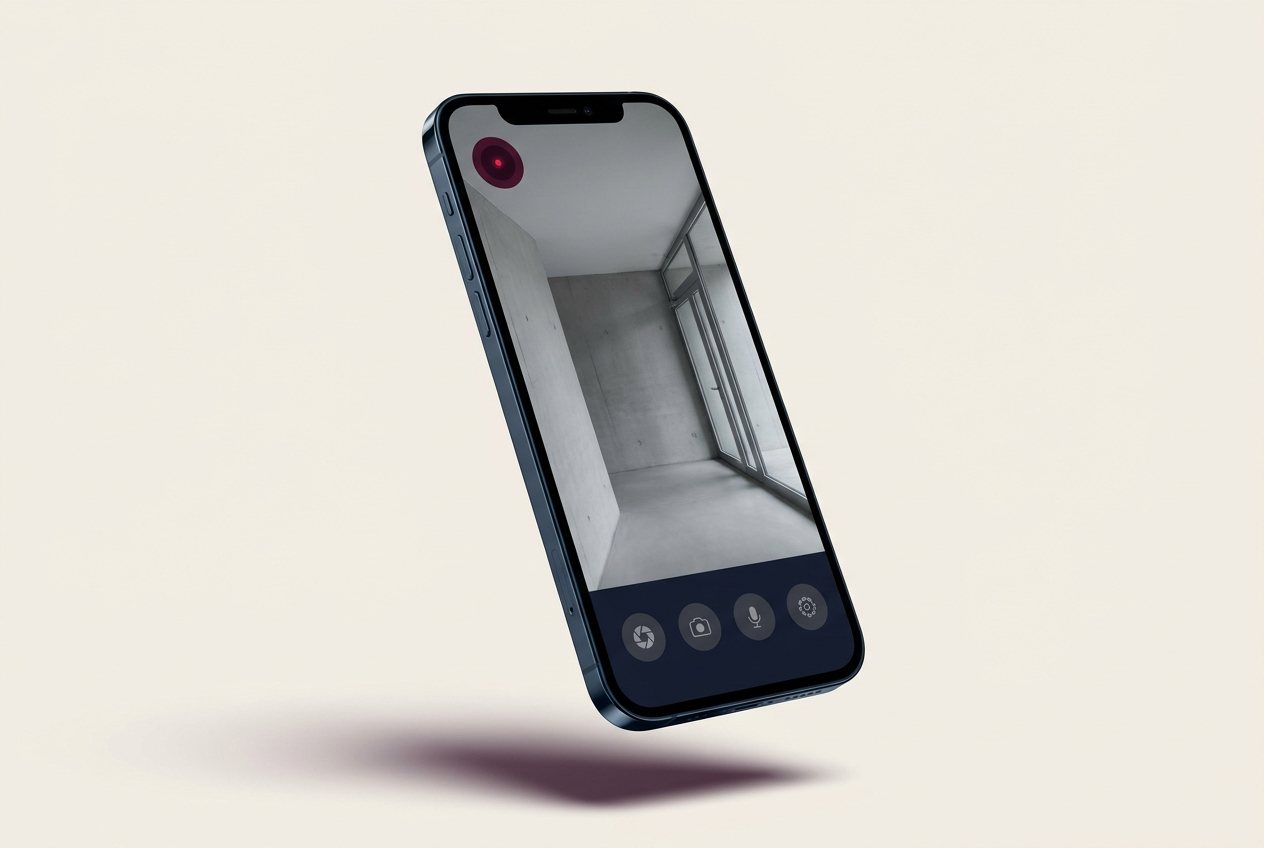Maquette d'interface : application mobile affichant une vue de caméra