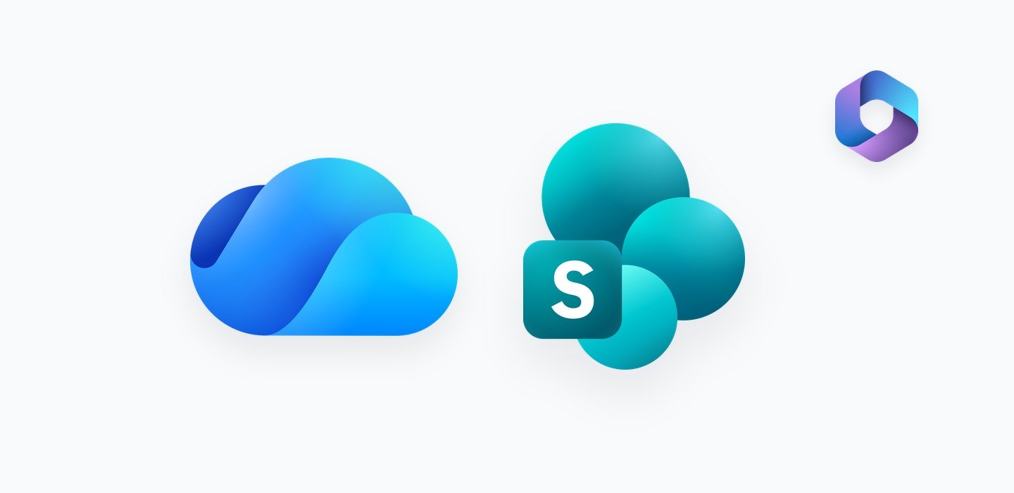 Logos OneDrive et SharePoint, où sont hébergés les fichiers dans Microsoft 365